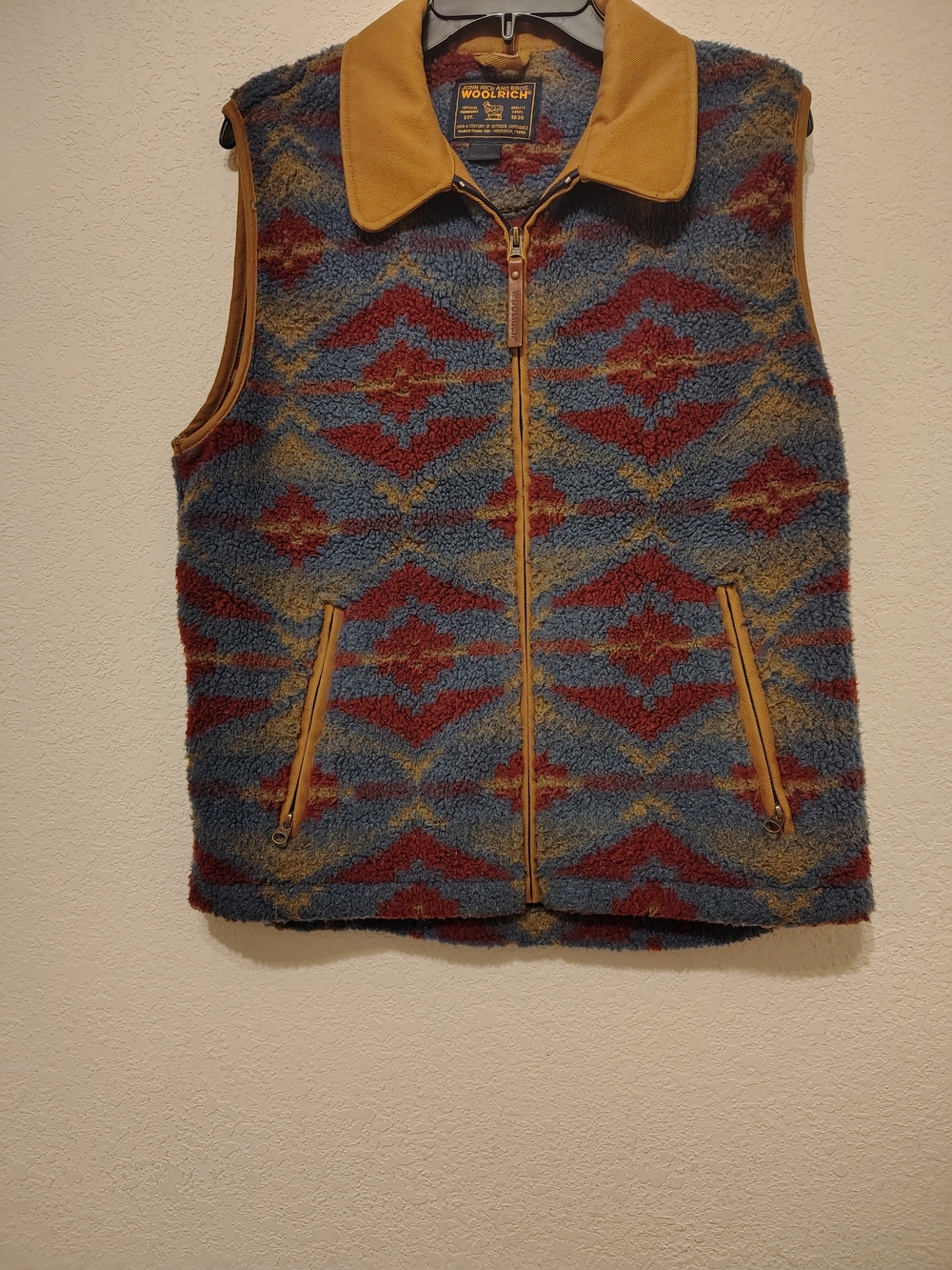 Vintage Woolrich Deep Pile Full Zip Southwest Aztec Vest Women's M Multicolored